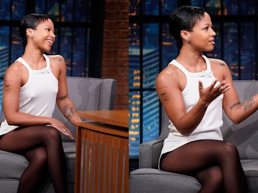 Myha’la Elevates Casual Dressing in White Tank Top for ‘Seth Meyers’ Interview, Talks ‘Industry’ Season Three