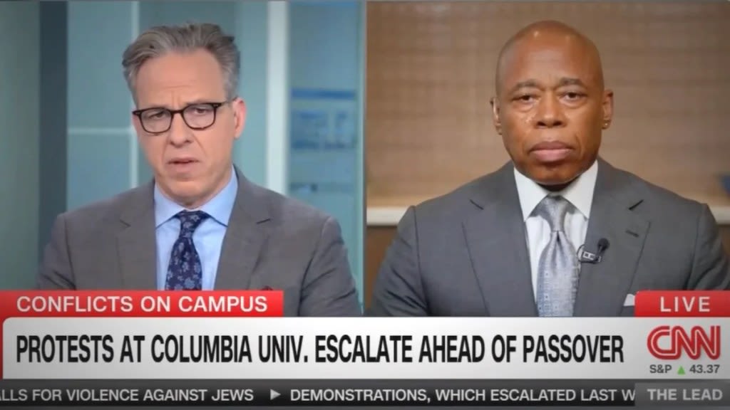 Jake Tapper Confronts NY Mayor Eric Adams Over Columbia Protests: ‘Is That Hate Speech or Is That Protected Free...