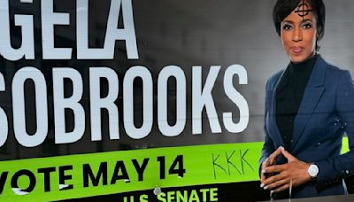 Angela Alsobrooks campaign sign vandalized in Laurel