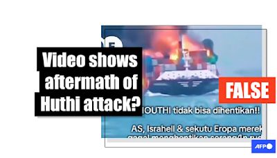 Old video of burning ship in Sri Lanka falsely shared as Huthi attack