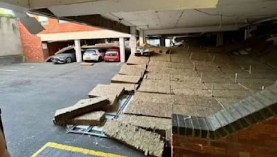 Homes evacuated after car park ceiling comes crashing down | ITV News