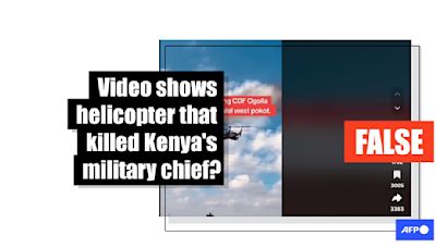 Video of Russian aircraft misrepresented as helicopter that killed Kenya’s military chief
