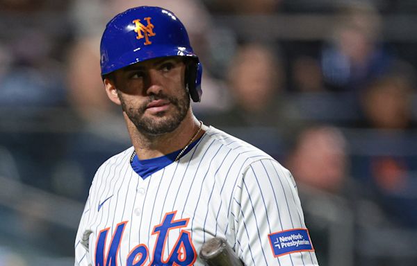 J.D. Martinez exits Mets' game vs. Athletics with injury after being hit by pitch