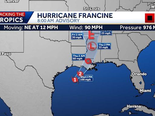 Hurricane Francine takes aim at the Louisiana coast amid fears of storm surge and flooding