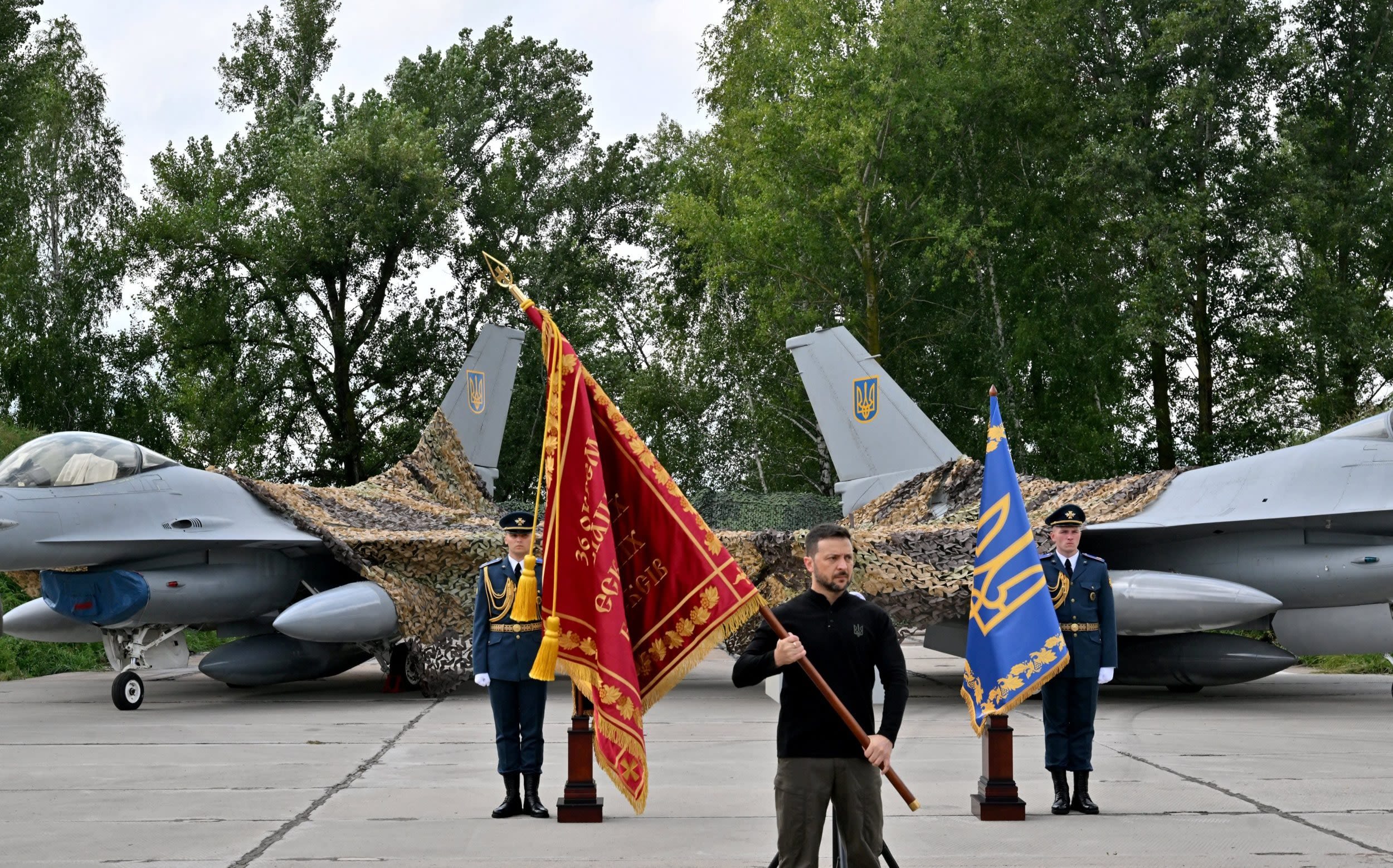 Zelensky welcomes first F-16 fighter jets to Ukraine – before demanding more