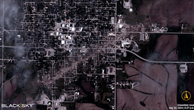 Satellite image shows scar left by tornado in Greenfield