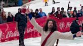 Skier Dressed As Jesus 'Turns Water Into Wine' At Pond Skim Event