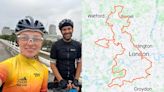 Ukrainian cycles around London in shape of UK to show gratitude for support