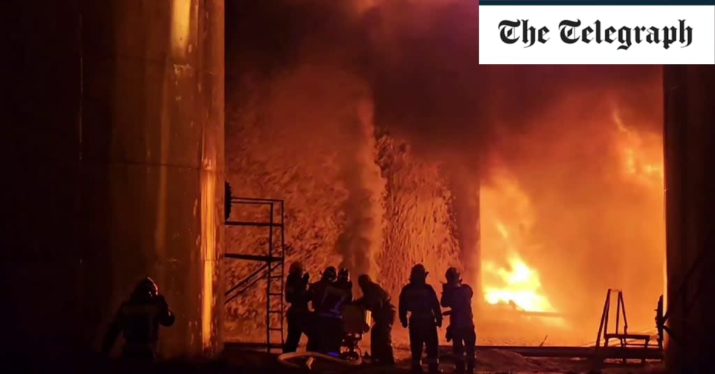 Ukraine-Russia war live: Ukrainian drone blasts set Russian oil refinery ablaze