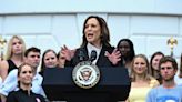 VP Kamala Harris salutes national champion college athletes at White House