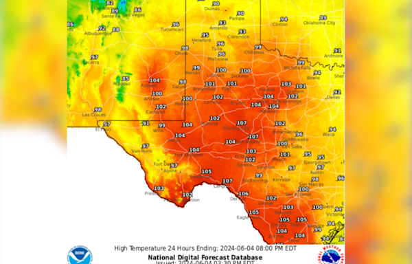 Map shows Texas cities hit triple digits amid "dangerous" heat