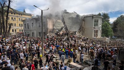 A Kyiv children's hospital is struck by a cruise missile as Russia bombards Ukraine