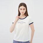 GIORDANO 女裝圓領撞色短袖上衣 - 16 皎白