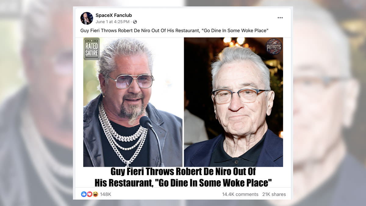 Guy Fieri Threw Robert De Niro Out of His Restaurant?