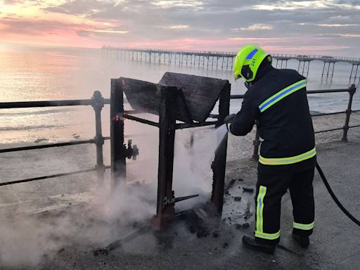 Saltburn's iconic views marred by 'reckless' vandals setting wooden bins alight along promenade