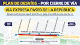 ¡Tome sus precauciones! Realizarán obras en vía expresa de Paseo de la República