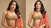 Janhvi Kapoor wears pearl choker worth Rs 52 Lakhs with coral Arpita Mehta lehenga at Anant Ambani-Radhika Merchant pre-wedding