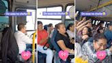 ¡Esa no, que traigo saldo! VIDEO: Doñitas cantan dolidas mientras viajan en camión