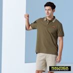 Nautica 男裝 COMPETITION撞色領圍短袖POLO衫-橄欖綠