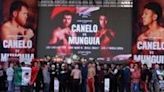 Fans turn out for the weigh-in for the super-middleweight world title fight between Saul Alvarez and Jaime Munguia in Las Vegas