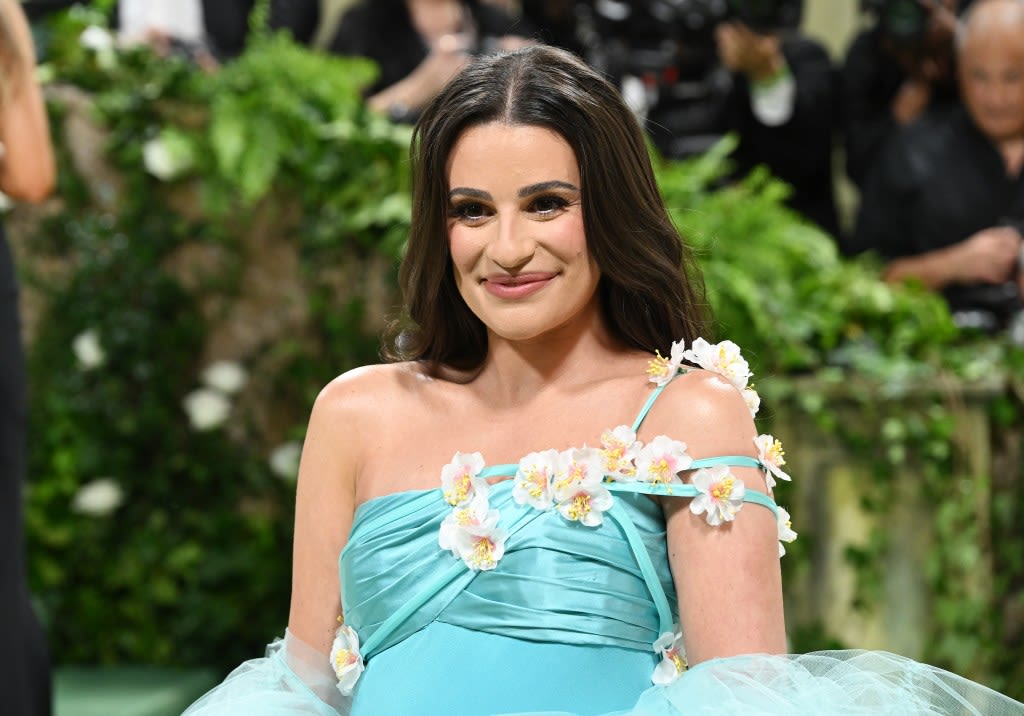 Pregnant Lea Michele Reawakens Maternity Dressing in Bold Blue Rodarte Dress at Met Gala 2024