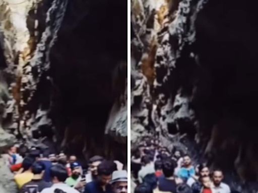 Watch: Tourists Overcrowd Dehradun's Iconic Spot Gucchupani Cave - News18