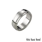 tic tac toe 簡單愛白鋼男戒指