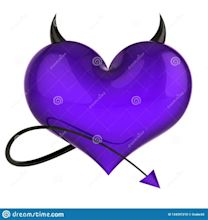 Dangerous Heart Shape of Devil Purple with Black Horns and Tail Stock ...