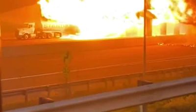 Fiery crash involving full fuel tanker closes I-95 in Norwalk