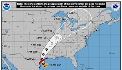 Tropical Storm Beryl is on a path to hit the Texas coast as a hurricane Monday