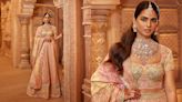 Isha Ambani wears a 'Ranghaat' ghagra by Abu Jani Sandeep Khosla, grabs eyeballs with statement diamond necklace on Anant Radhika wedding ceremony