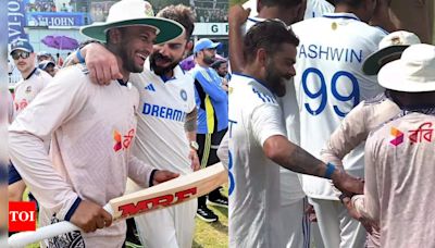 Gesture of Sportsmanship! Virat Kohli gifts bat to Shakib Al Hasan | Cricket News - Times of India