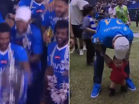 Lo mejor de la fiesta de Neymar con el Al Hilal: broma con la gorra, enseñando a andar a su bebé - MarcaTV