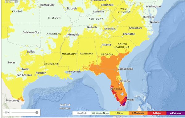 Florida heat map as "emergency" warning issued