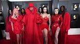 Sam Smith arrives to the Grammys with a coordinated all-red entourage