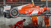 F1 practice canceled 8 minutes in after Ferrari catches on drain cover during Las Vegas Grand Prix