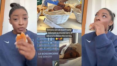 Simone Biles découvre enfin le vrai pain au chocolat français grâce à sa coach