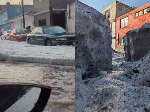 ¡Insólito! Lluvia y granizada extrema causan ríos de hielo en Puebla