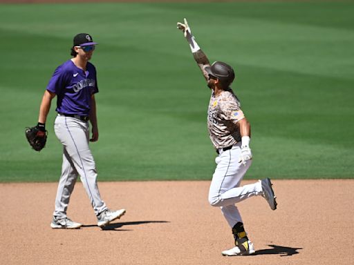 David Peralta hits a homer and robs another as the Padres beat the Rockies 10-2 for a series win
