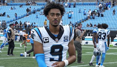 Bryce Young reacts to being booed by Panthers fans during Week 2 loss