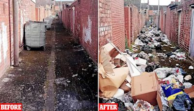 Fury as fly-tippers dump mountain of rubbish in alleyway