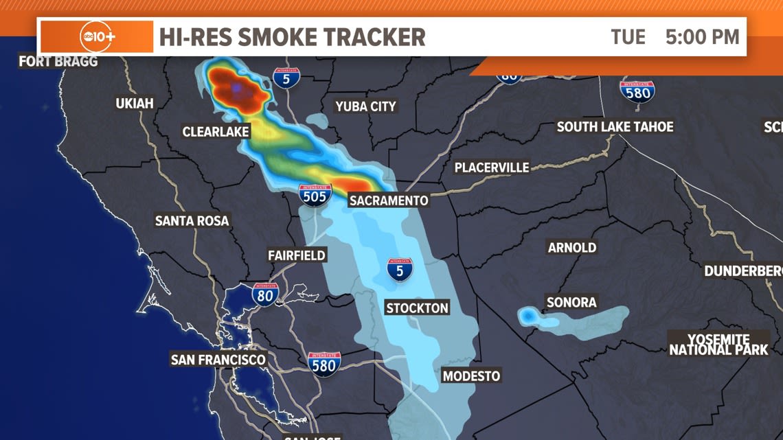 Northern California smoke forecast for Tuesday, June 18