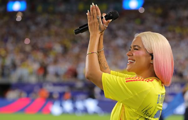 Karol G & Abel Pintos Sing National Anthems at 2024 Copa América Final Match