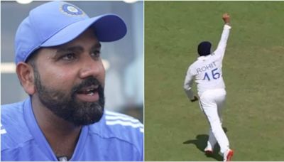 Rohit Sharma reacts to his one-handed diving catch as India captain compared to 'Swiss watch' in dressing room speech