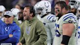 Jeff Saturday and Edgerrin James celebrate Colts win over Raiders