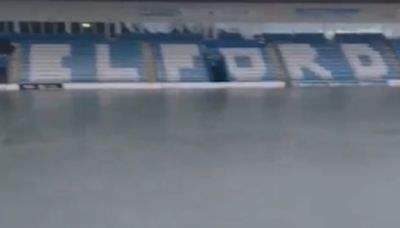 Non-league club's stadium horrifically flooded with pitch underwater