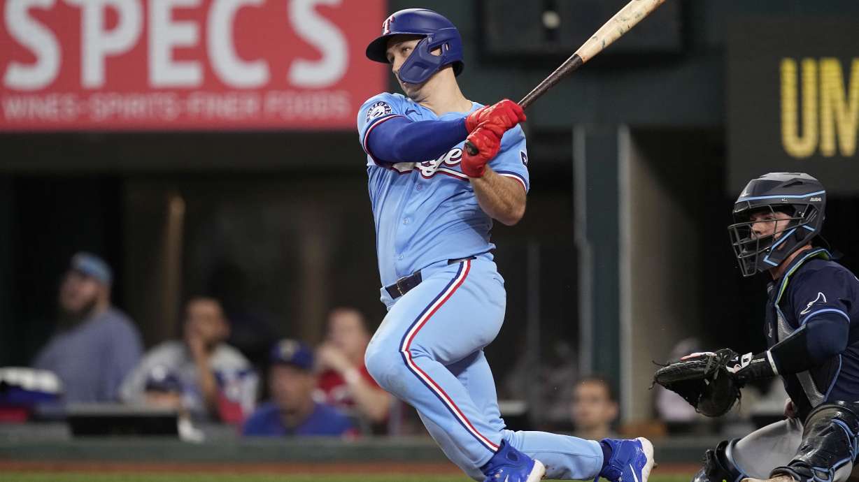 Langford and Heim have 4 hits each as Rangers rout Rays 13-2 for 3-game sweep