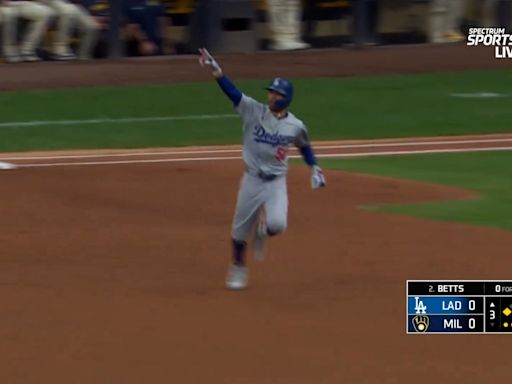 Mookie Betts CRUSHES a home run in his first game back from injury, giving Dodgers lead over Brewers