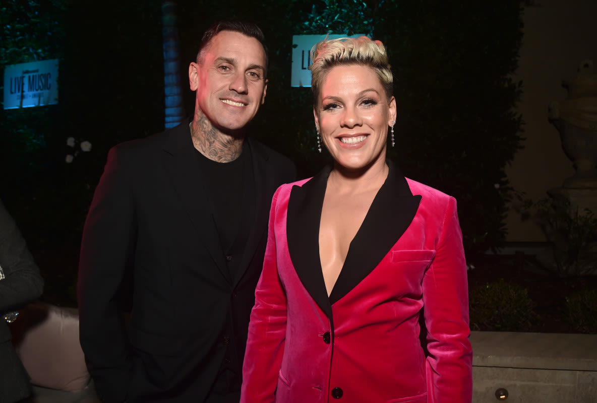 Pink Is a 'Hot Mess' in Red Swimsuit While Celebrating Husband Carey Hart