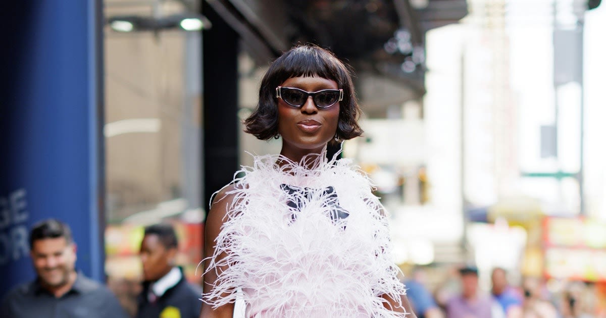 Jodie Turner-Smith Hits The Streets In Feather-Trimmed Underwear